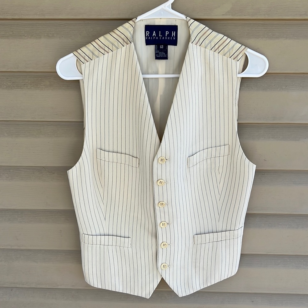 Vintage Y2K Ralph Lauren wool blend pinstriped suit vest